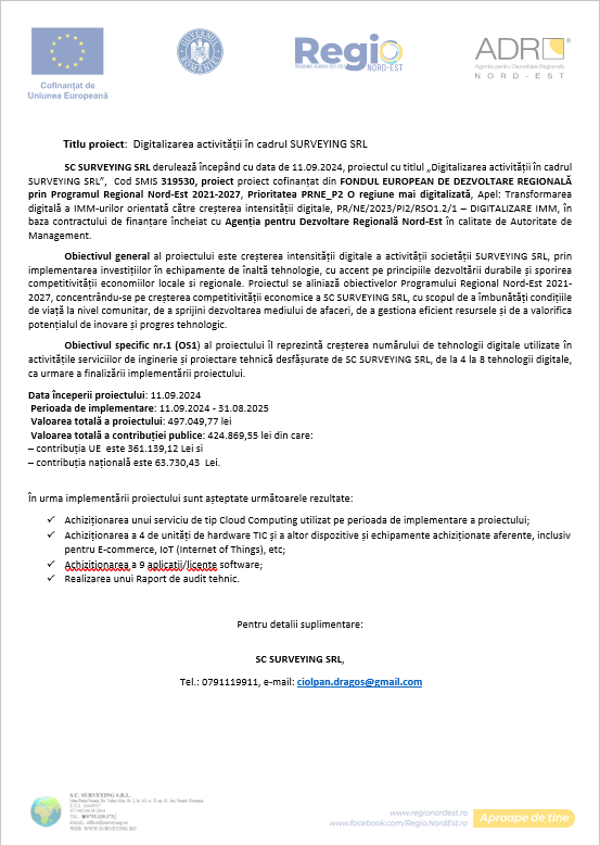 Fonduri Europene Surveying SRL